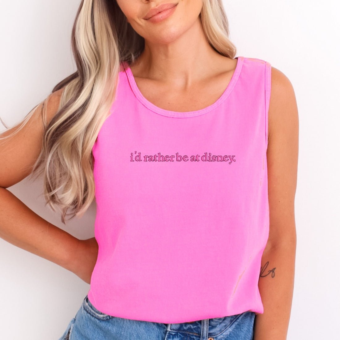 Embroidered 'I'd Rather Be At Disney' Tank Top - United Monograms