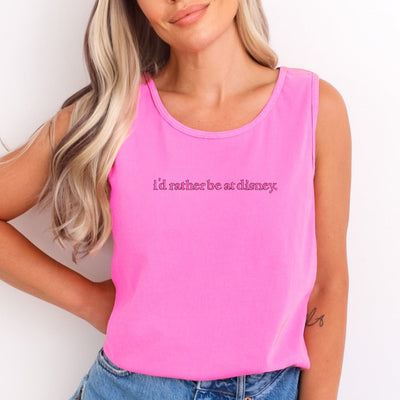Embroidered 'I'd Rather Be At Disney' Tank Top - United Monograms
