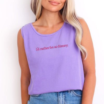 Embroidered 'I'd Rather Be At Disney' Tank Top - United Monograms