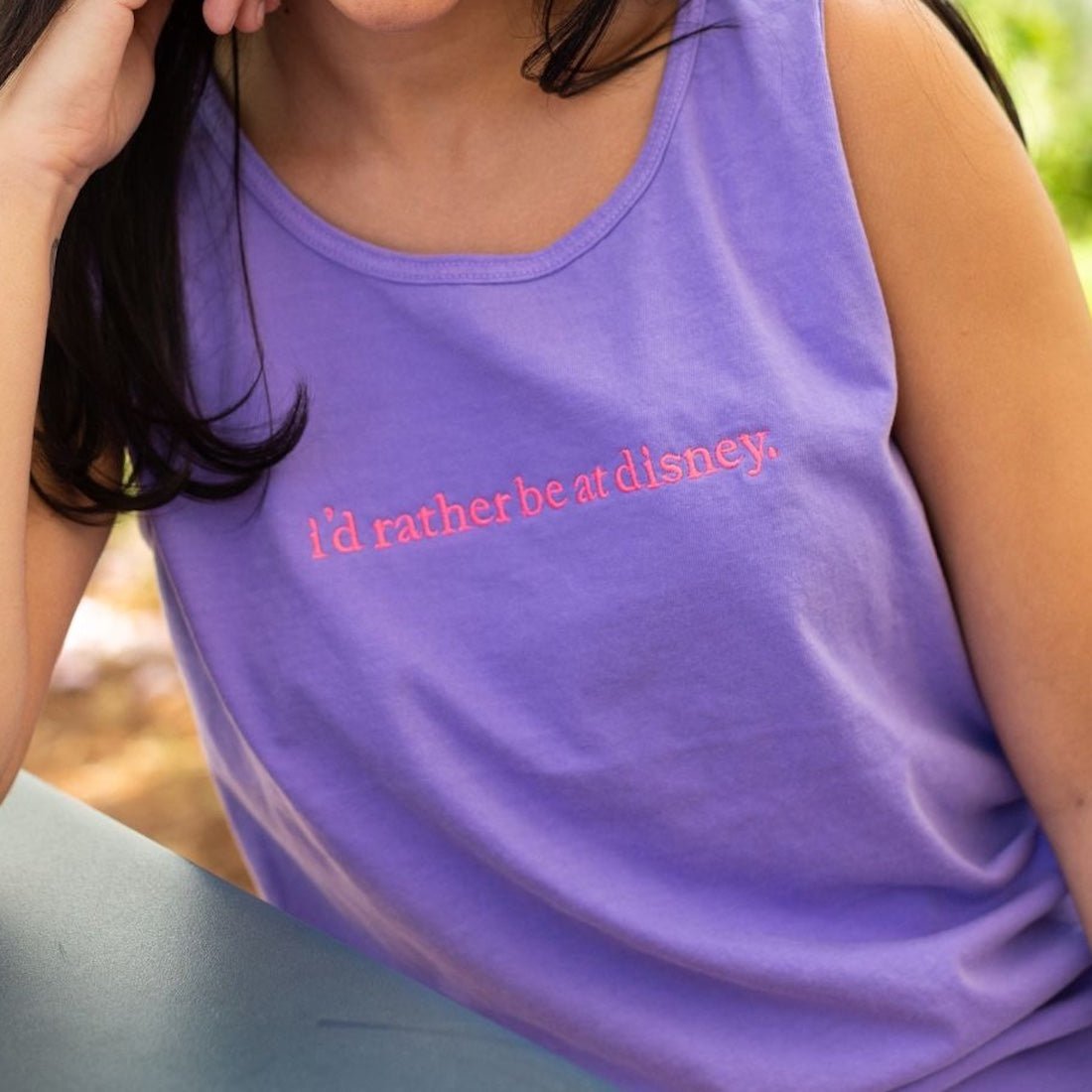 Embroidered 'I'd Rather Be At Disney' Tank Top - United Monograms