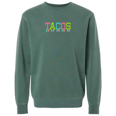Embroidered Tasseled 'Tacos' Cozy Crew - United Monograms