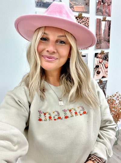 'Fall Floral Mama' Embroidered Crewneck Sweatshirt - United Monograms