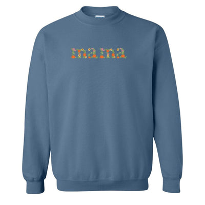 'Fall Floral Mama' Embroidered Crewneck Sweatshirt - United Monograms