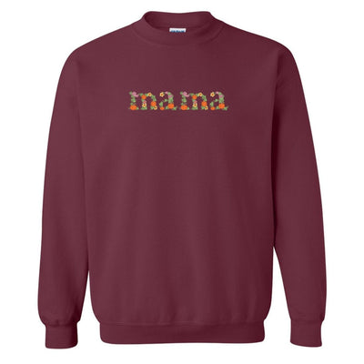 'Fall Floral Mama' Embroidered Crewneck Sweatshirt - United Monograms