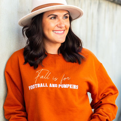 'Fall Is For Football and Pumpkins' Crewneck Sweatshirt - United Monograms