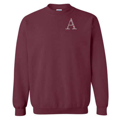 'Floral Initial' Crewneck Sweatshirt - United Monograms