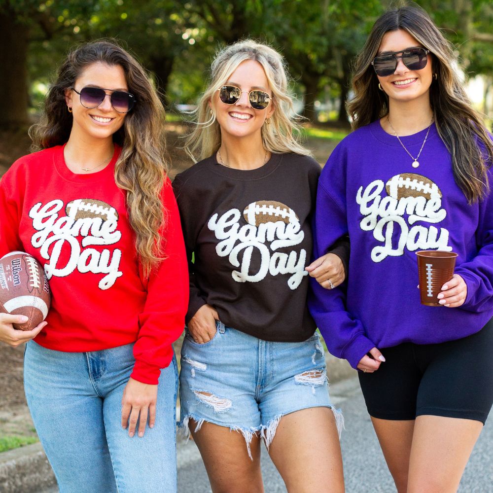 Football 'Gameday' Letter Patch Crewneck Sweatshirt - United Monograms