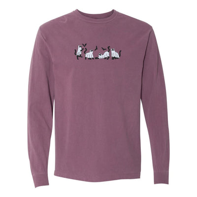 'Ghost Cats' Embroidered Long Sleeve T-Shirt - United Monograms