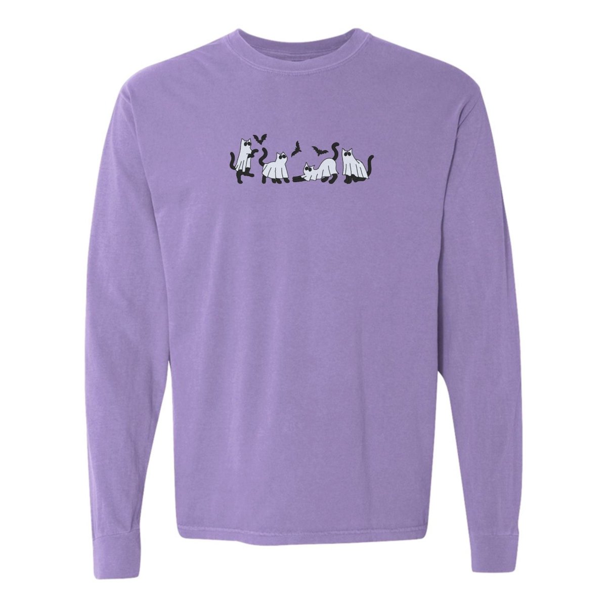 'Ghost Cats' Embroidered Long Sleeve T-Shirt - United Monograms