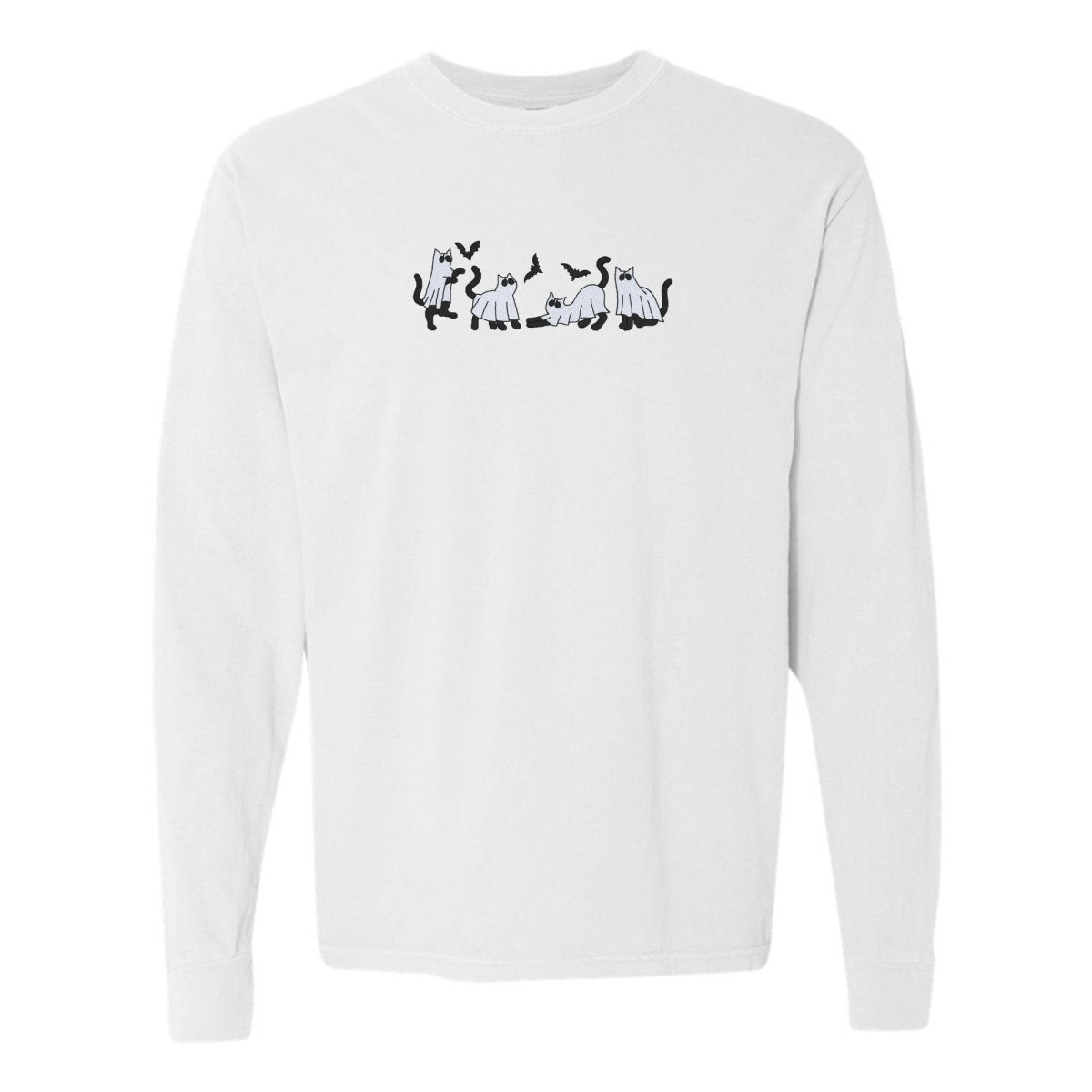 'Ghost Cats' Embroidered Long Sleeve T-Shirt - United Monograms