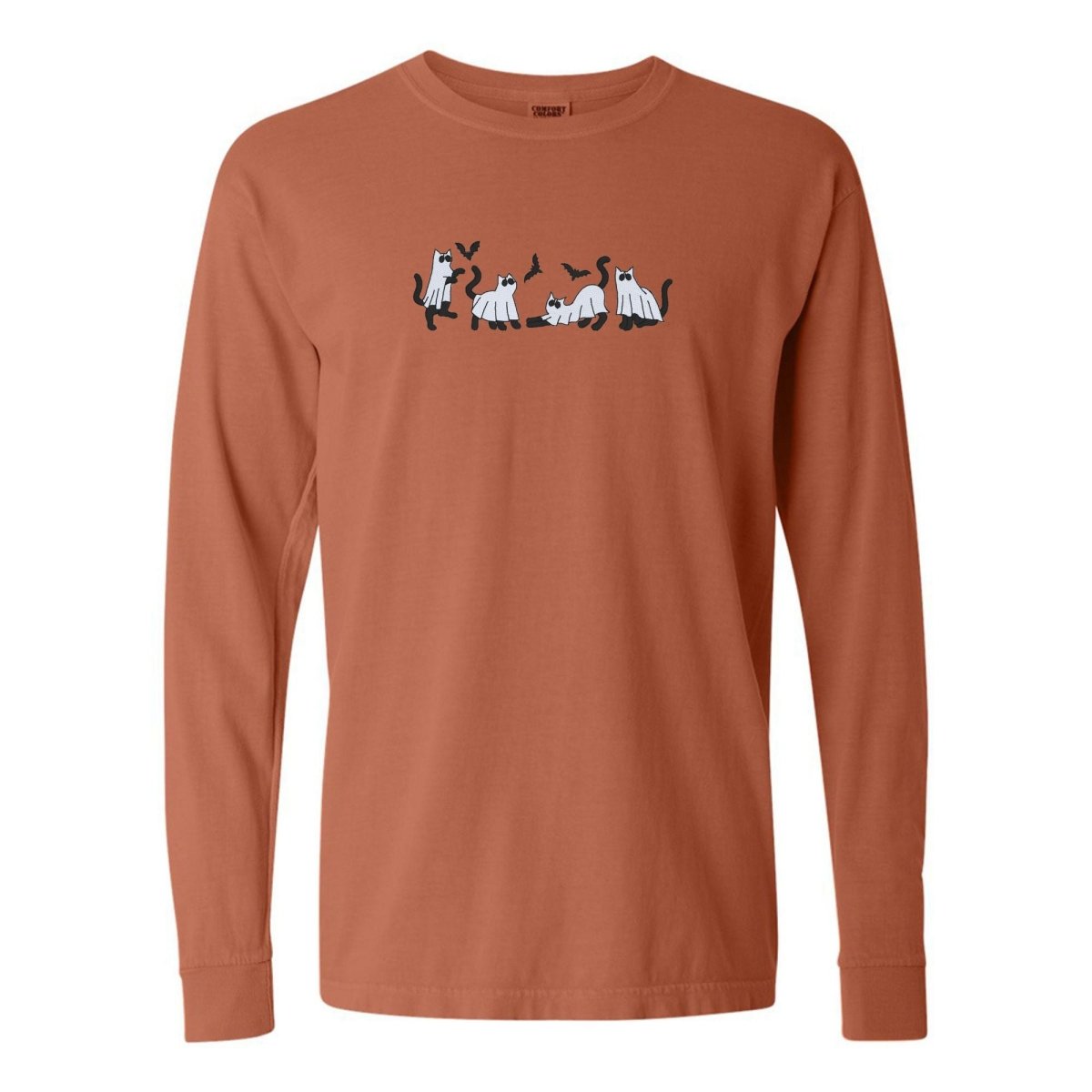 'Ghost Cats' Embroidered Long Sleeve T-Shirt - United Monograms