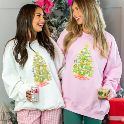 'Girly Ornaments Christmas Tree’ Crewneck Sweatshirt - United Monograms