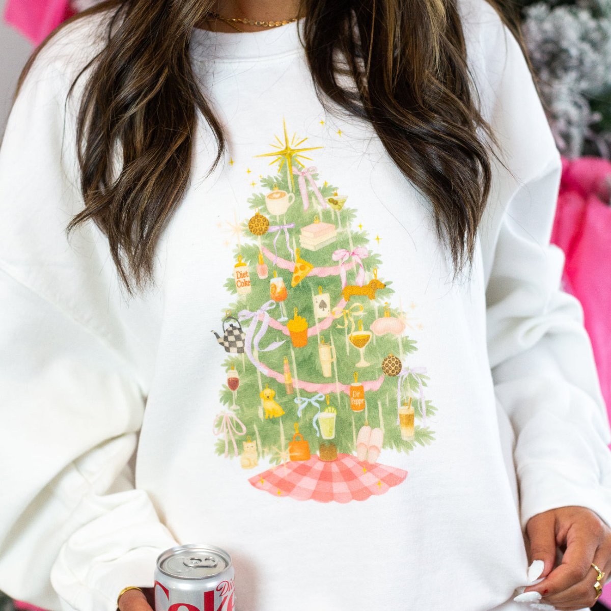 'Girly Ornaments Christmas Tree’ Crewneck Sweatshirt - United Monograms