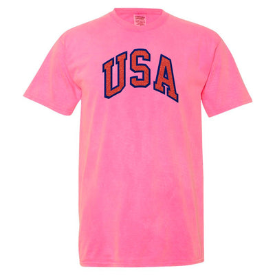 Glitter Embroidery 'USA' T-Shirt - United Monograms