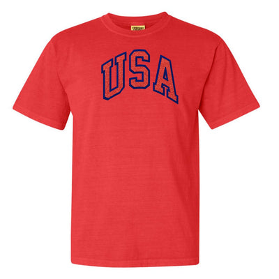 Glitter Embroidery 'USA' T-Shirt - United Monograms