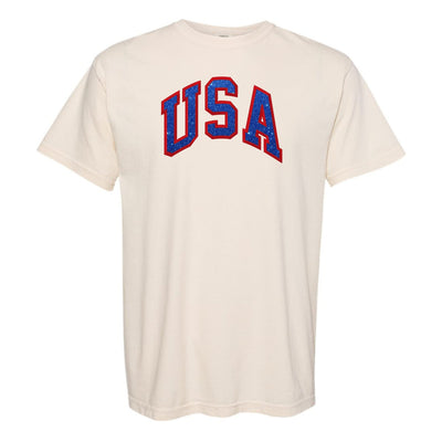 Glitter Embroidery 'USA' T-Shirt - United Monograms
