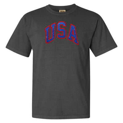 Glitter Embroidery 'USA' T-Shirt - United Monograms