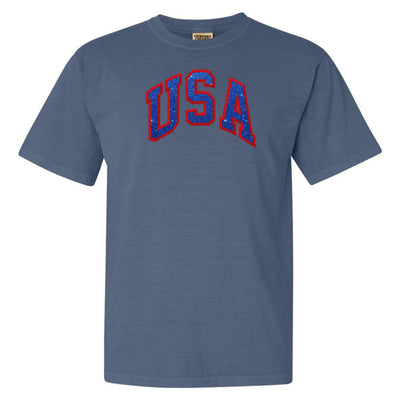 Glitter Embroidery 'USA' T-Shirt - United Monograms