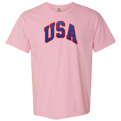 Glitter Embroidery 'USA' T-Shirt - United Monograms