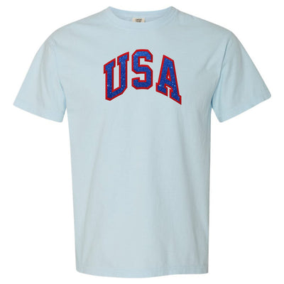 Glitter Embroidery 'USA' T-Shirt - United Monograms