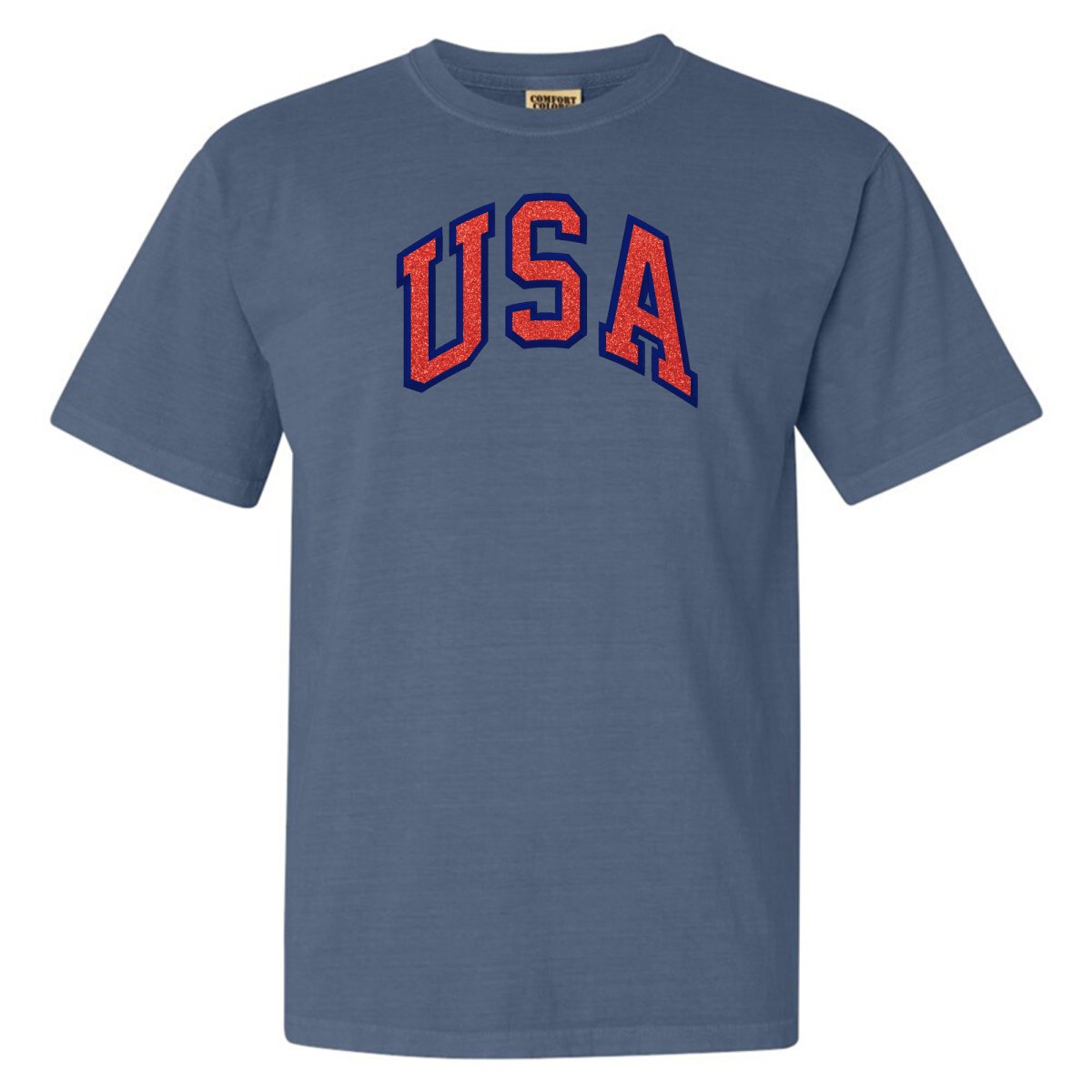 Glitter Embroidery 'USA' T-Shirt - United Monograms
