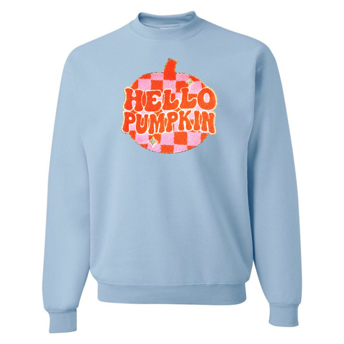 'Hello Pumpkin' Letter Patch Crewneck Sweatshirt - United Monograms