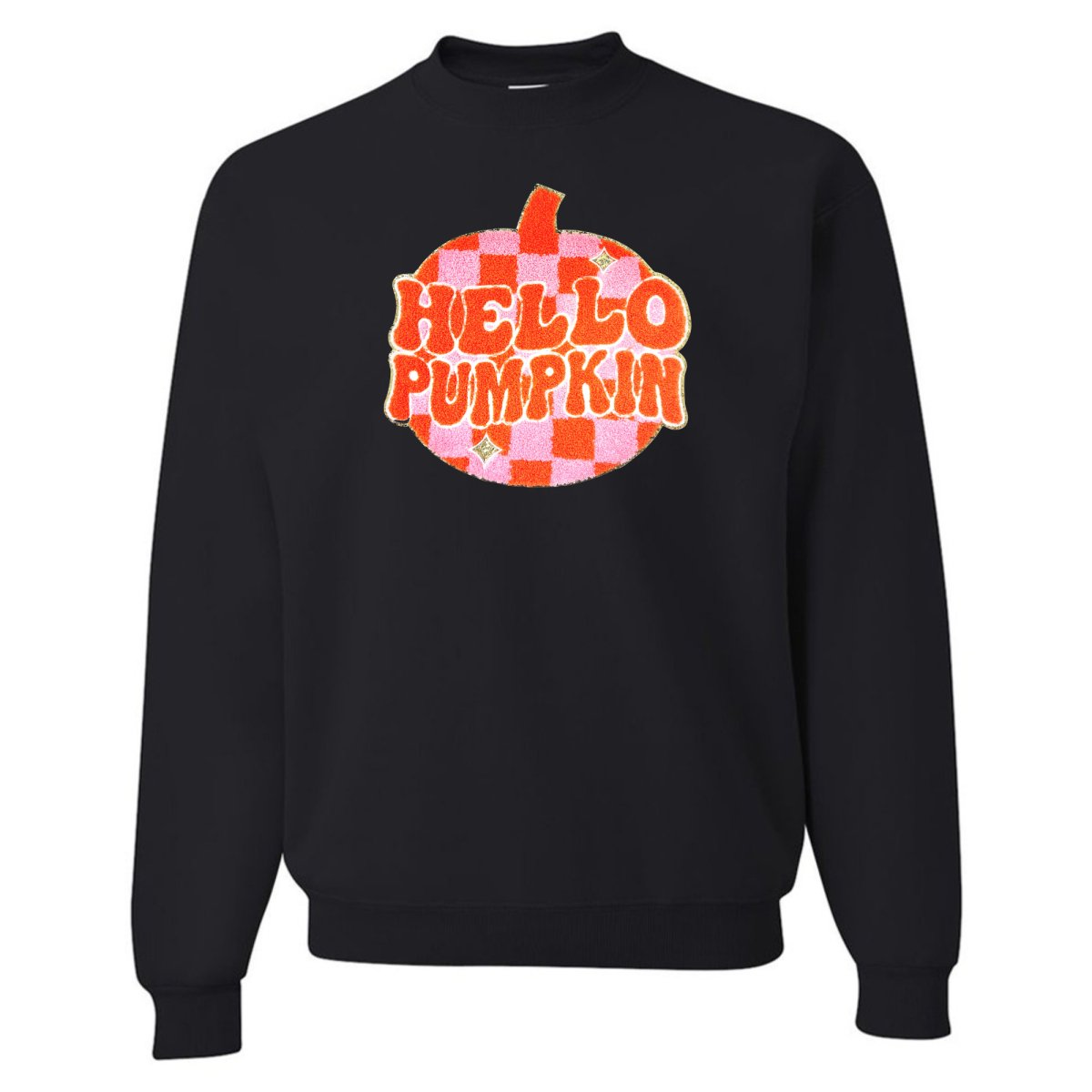 'Hello Pumpkin' Letter Patch Crewneck Sweatshirt - United Monograms