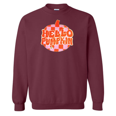 'Hello Pumpkin' Letter Patch Crewneck Sweatshirt - United Monograms