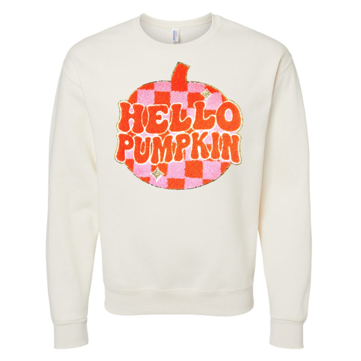 'Hello Pumpkin' Letter Patch Crewneck Sweatshirt - United Monograms