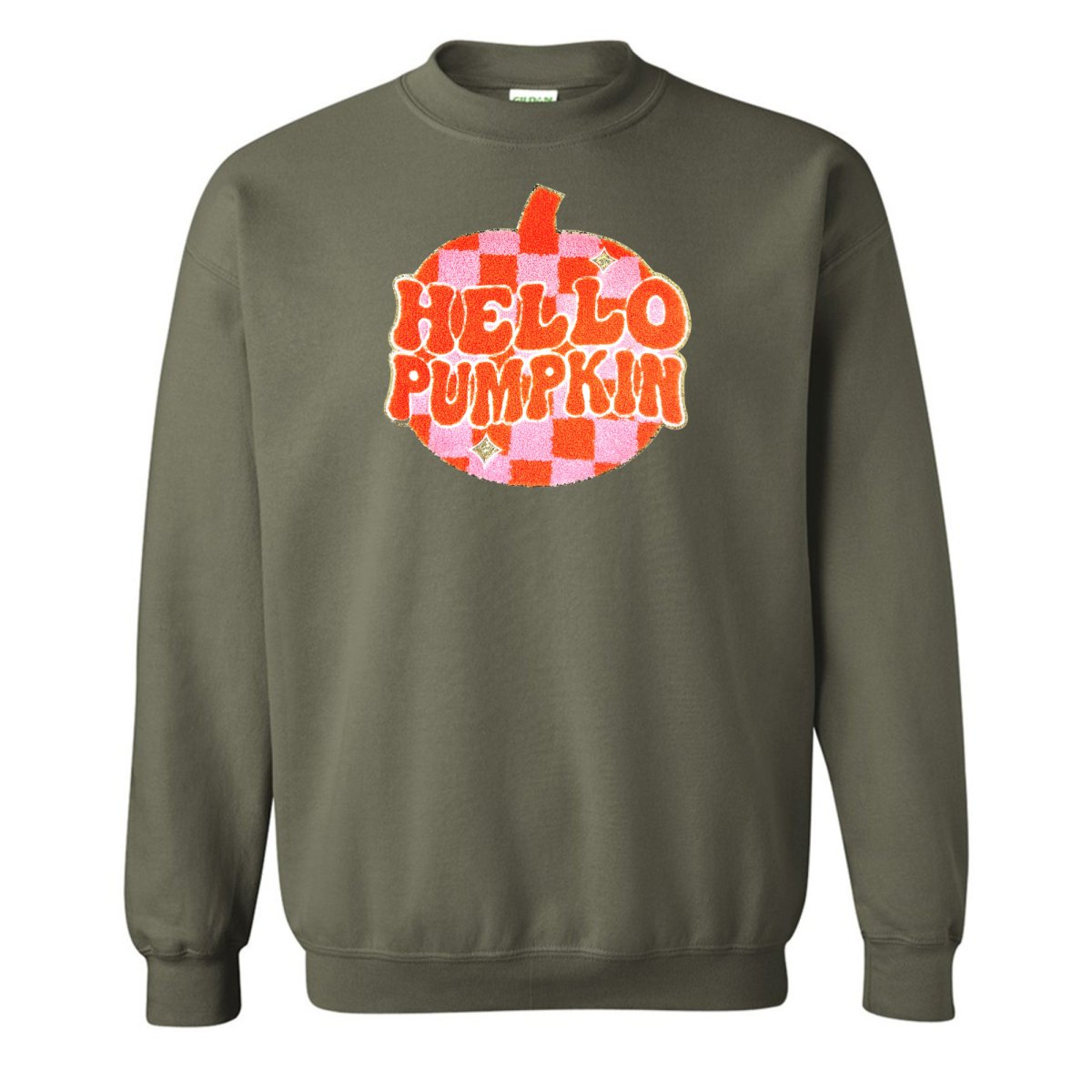 'Hello Pumpkin' Letter Patch Crewneck Sweatshirt - United Monograms