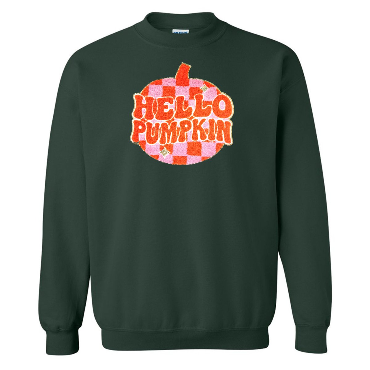 'Hello Pumpkin' Letter Patch Crewneck Sweatshirt - United Monograms