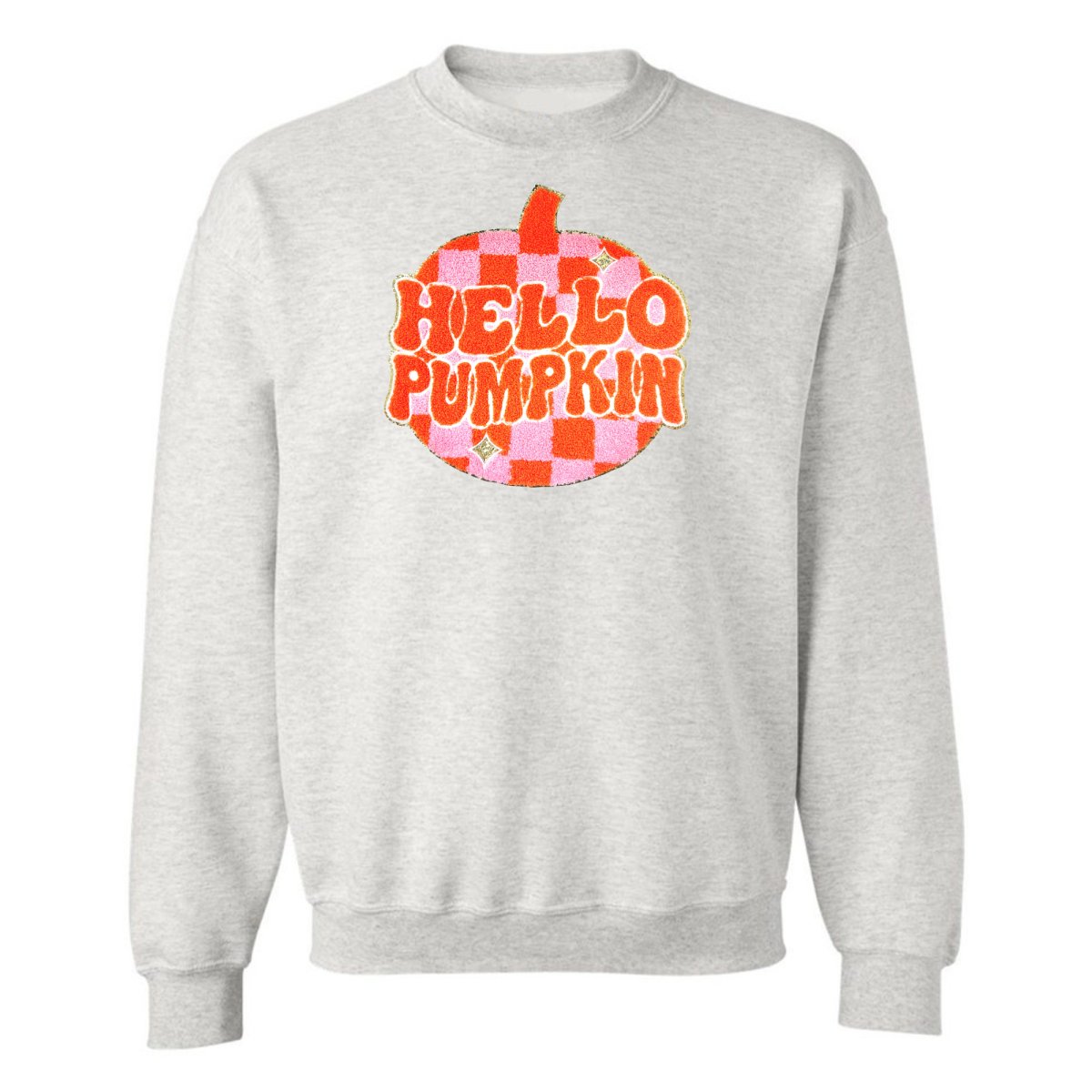 'Hello Pumpkin' Letter Patch Crewneck Sweatshirt - United Monograms