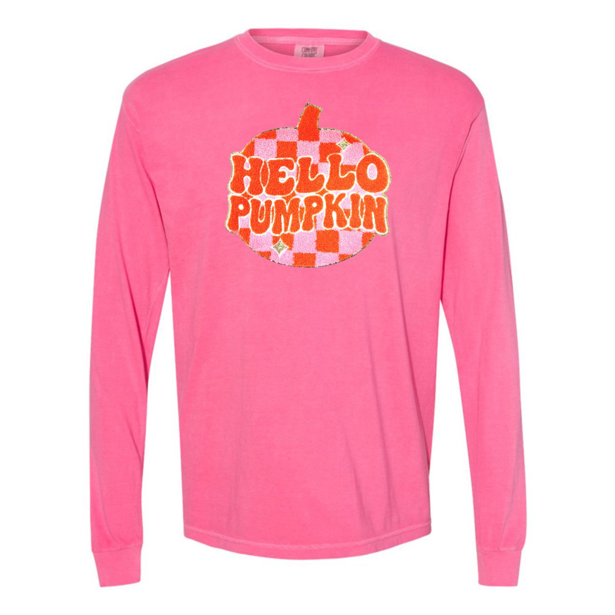 'Hello Pumpkin' Letter Patch Long Sleeve T-Shirt - United Monograms