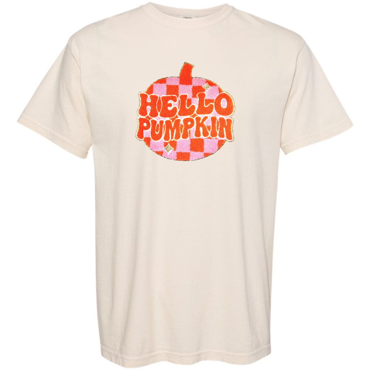 'Hello Pumpkin' Letter Patch T-Shirt - United Monograms