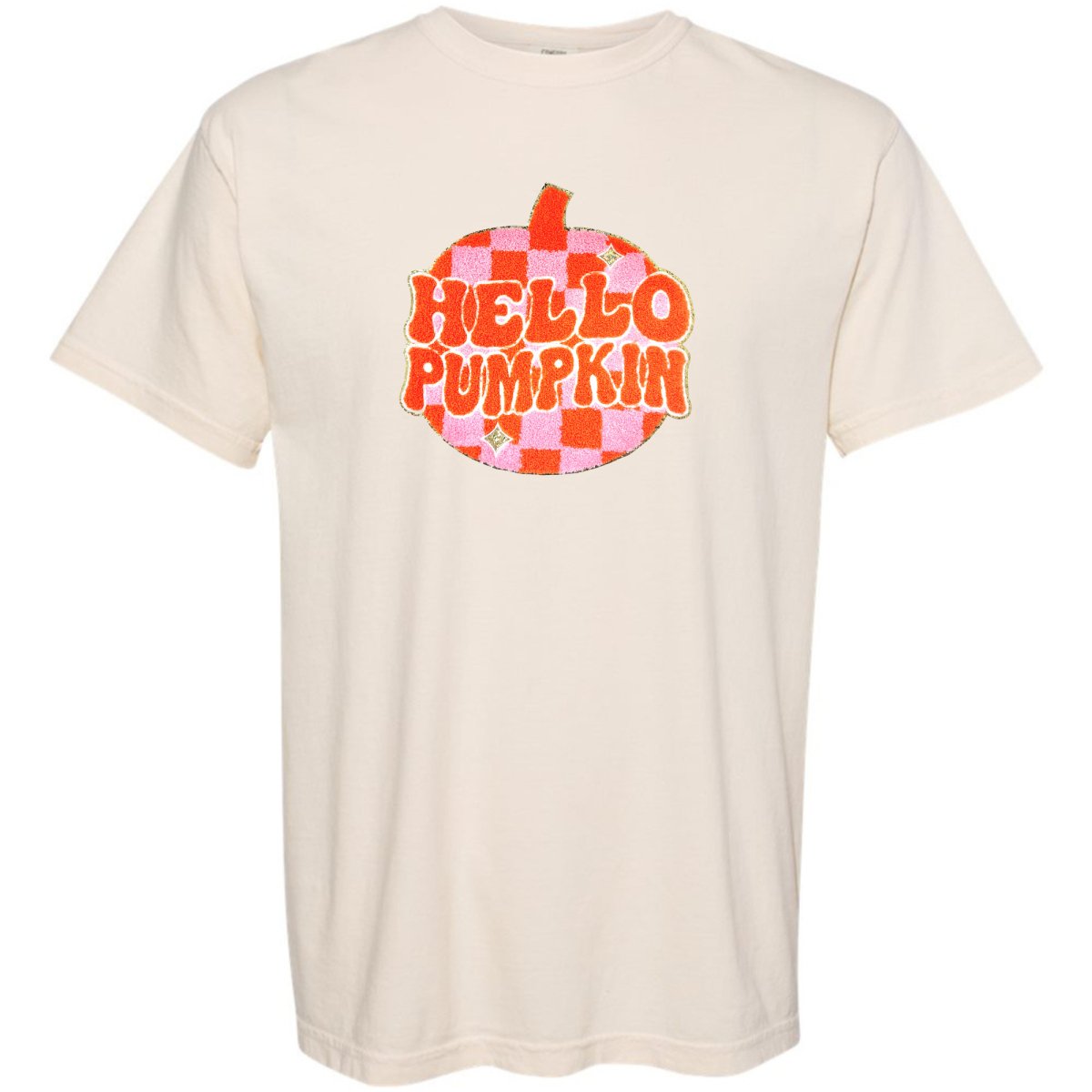 'Hello Pumpkin' Letter Patch T-Shirt - United Monograms