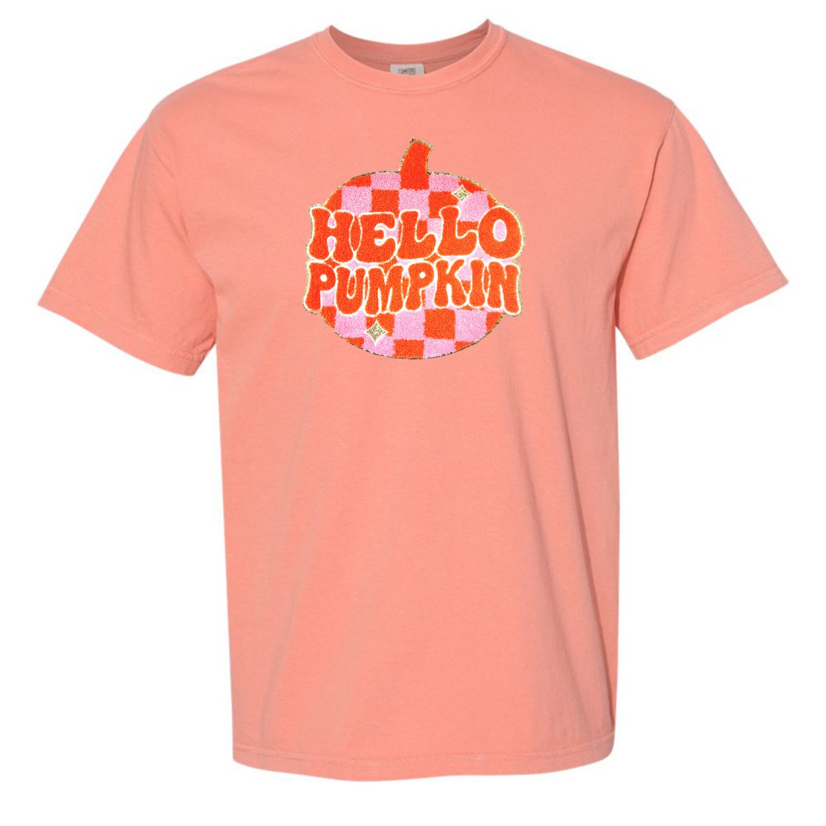 'Hello Pumpkin' Letter Patch T-Shirt - United Monograms