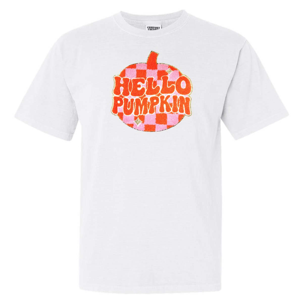 'Hello Pumpkin' Letter Patch T-Shirt - United Monograms