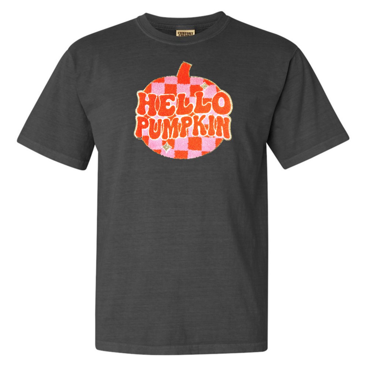 'Hello Pumpkin' Letter Patch T-Shirt - United Monograms