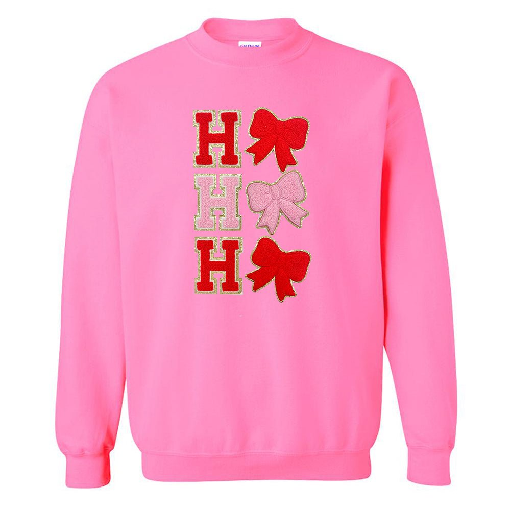 Ho Ho Ho Bows Letter Patch Crewneck Sweatshirt - United Monograms