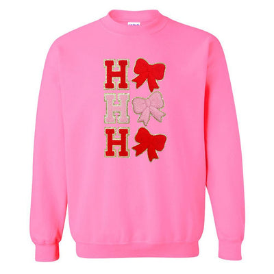 Ho Ho Ho Bows Letter Patch Crewneck Sweatshirt - United Monograms