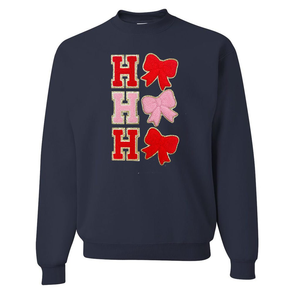 Ho Ho Ho Bows Letter Patch Crewneck Sweatshirt - United Monograms