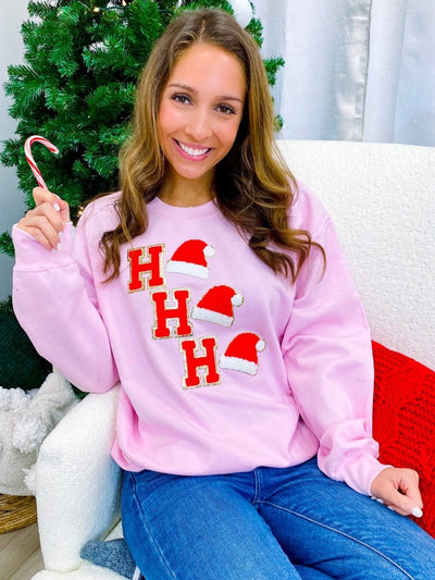 ‘Ho Ho Ho’ Chenille Letter Patch Sweatshirt - United Monograms