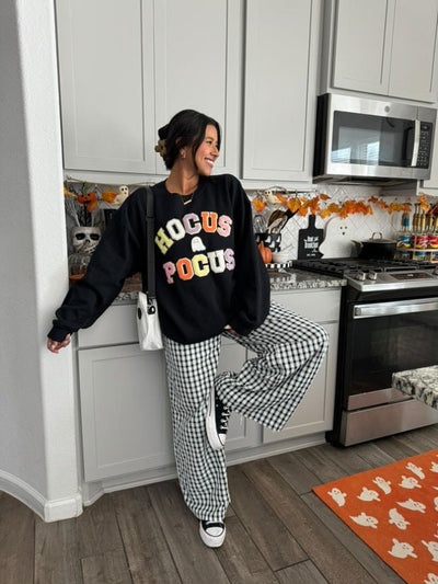 Hocus Pocus Letter Patch Crewneck Sweatshirt - United Monograms