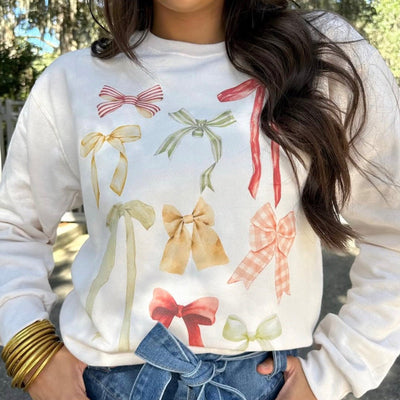 ‘Holiday Bow Show’ Crewneck Sweatshirt - United Monograms