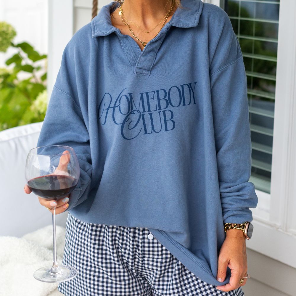 'Homebody Club' Polo Pullover - United Monograms