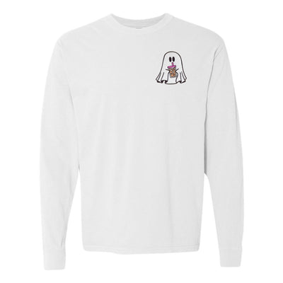 'Iced Coffee Ghost' Embroidered Long Sleeve T-Shirt - United Monograms