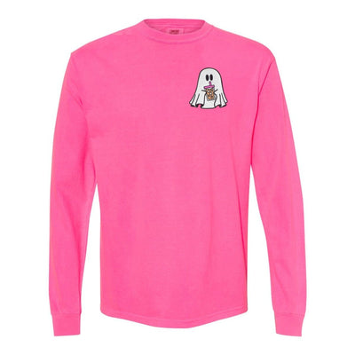 'Iced Coffee Ghost' Embroidered Long Sleeve T-Shirt - United Monograms