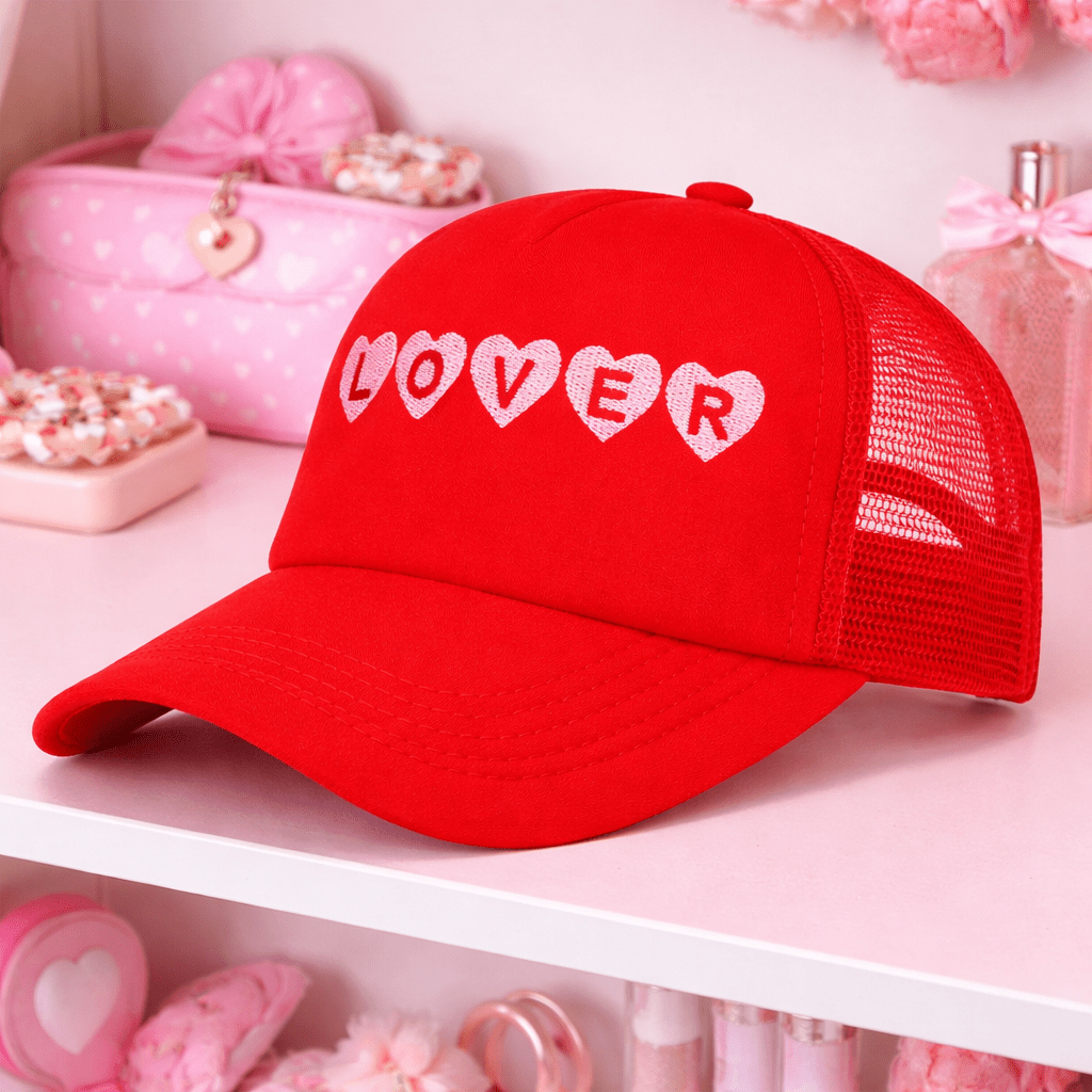 I'm A Lover' Embroidered Hearts Trucker Hat – United Monograms