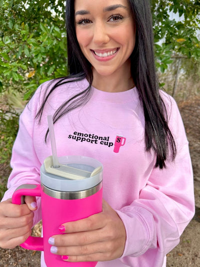 Initial 'Emotional Support Cup' Crewneck Sweatshirt - United Monograms