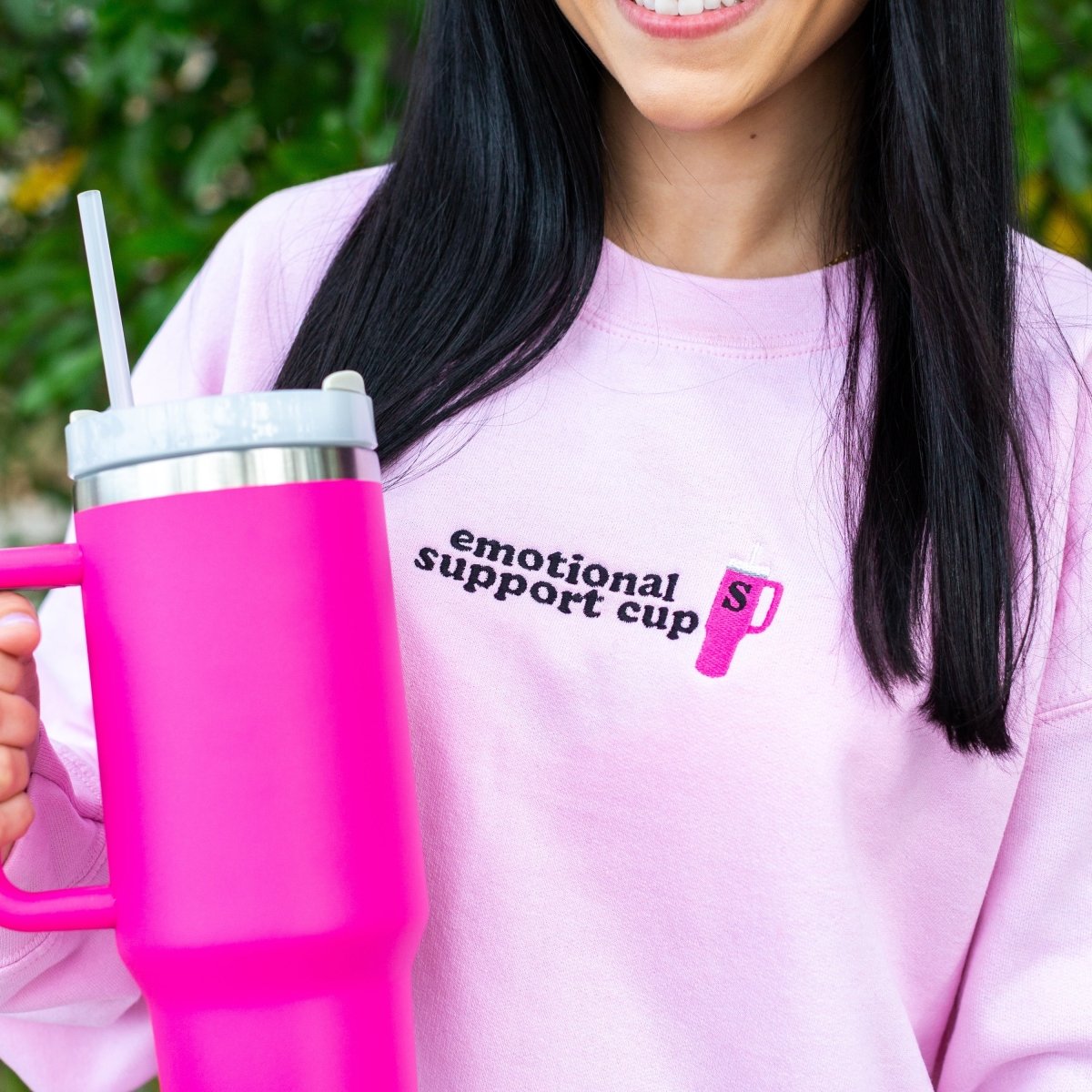 Initial 'Emotional Support Cup' Crewneck Sweatshirt - United Monograms